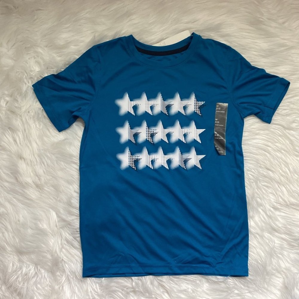 All In Motion Kid’s Blue Graphic Tee Stars Short Sleeve, Size M (8/10)